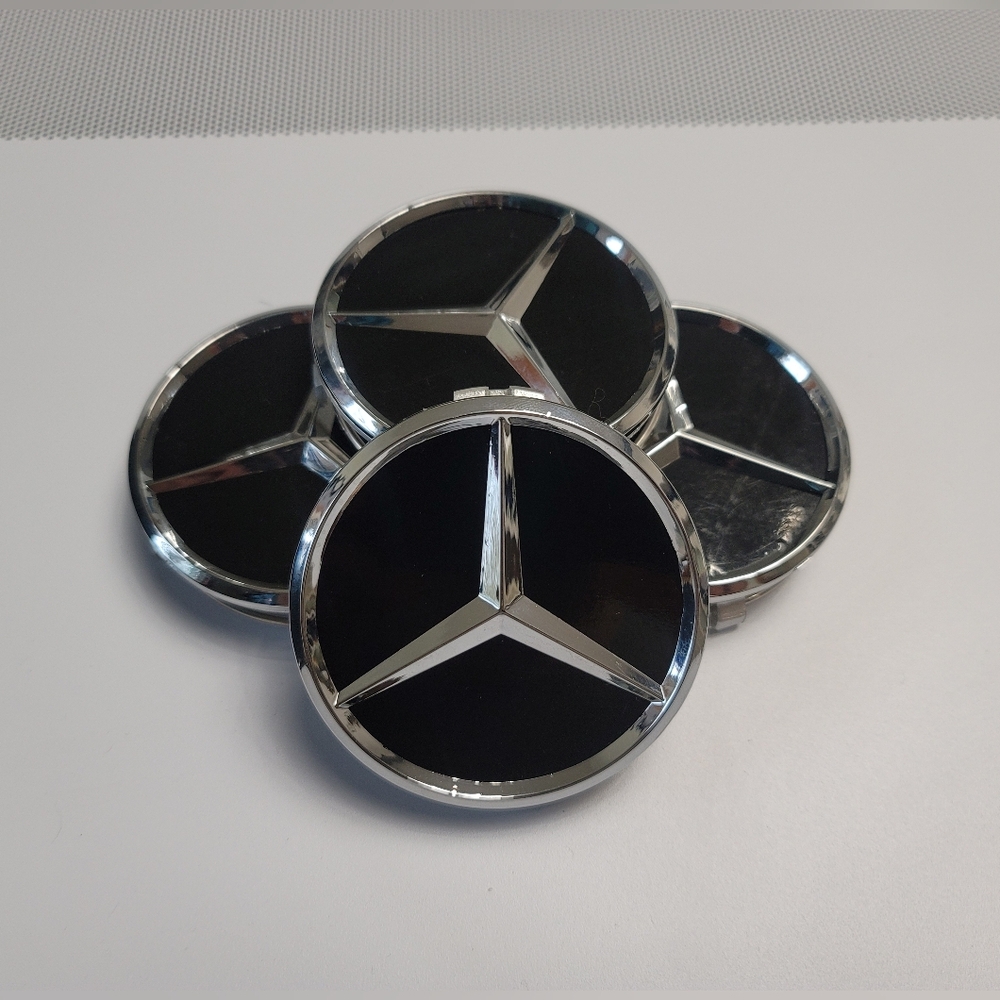 4 Gloss Black WHEEL CENTER HUB CAPS EMBLEM FITS MERCEDES BENZ 75MM / 3 INCH